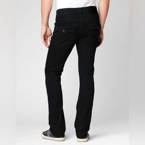 True Religion Ricky - Straight Relaxed Men's Slim Black Jeans in Color Midnight
